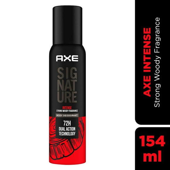 Axe Signature Déodorant Corporel Intense en Vaporisateur pour Hommes 154ml, 5.2 Fl.oz. Longue Durée Sans Gaz - Technologie Double Action 72h Parfum Boisé Puissant pour Garçons
