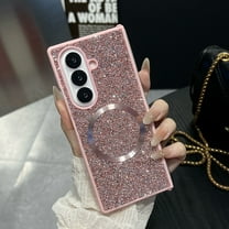 ELEHOLD Glitter Case Cover for Samsung Galaxy Z Fold 7, Wireless Charging Support Anti-Scratch Non-Slip Sparkle Shockproof Protective Shell for Women Girls for Samsung Galaxy Z Fold 7,Pink