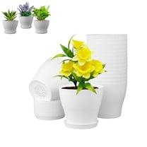4 Inch Plant Pots Indoor Outdoor,Nursery Pots for Succulent,Plastic Planters for Indoor,Outdoor,House,and Flowers,White,16pack