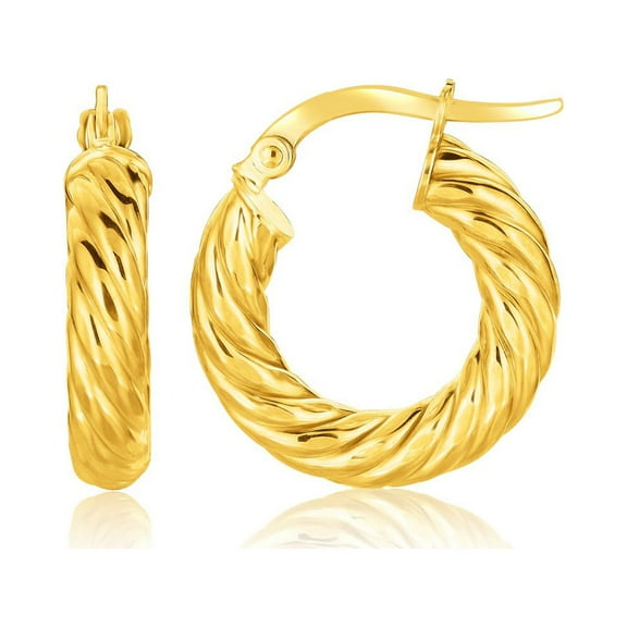 14k Yellow Gold Twisted Cable Small Hoop Earrings
