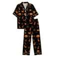 thumbnail image 5 of FAWUUDO Women's Halloween Pajamas Long Sleeve Button Down Sleepwear Soft Loungewear Pjs Set Orange, 5 of 5