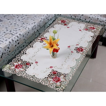 

Rural Vintage Embroidered Tablecloth Rectangle Floral Lace Table Cloth Cover