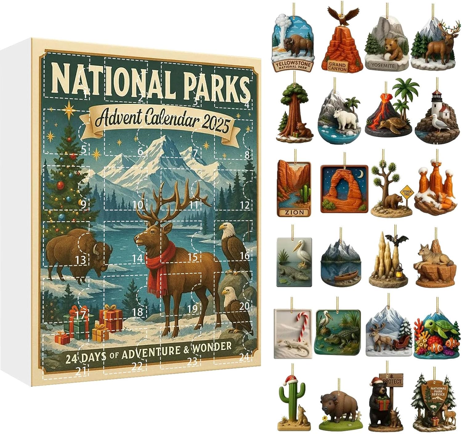 National Parks Advent Calendar 2025, 24-Day Christmas Countdown Calendar Featuring Legendary Landscapes & Wildlife, Holiday for Nature Lovers, Families & Explorers