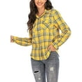 thumbnail image 3 of Avamo Women’s Check Plaid Shirts Sleeve Button Down Classic College Style Long Sleeve Collar Shirt Blouse Tops, 3 of 4
