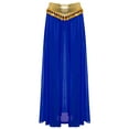 thumbnail image 5 of iixpin Womens Belly Dance Sets Shiny Sequins Hem Crop Top with Side Slit Chiffon Skirt and Arm Sleeves Blue M, 5 of 7