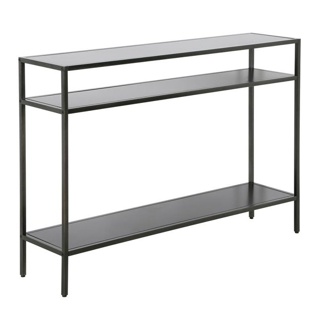 Henn&Hart 42" Gunmetal Gray Metal Console Table