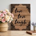 thumbnail image 3 of Live Love Laugh Canvas Wall Art for Living Room, Vintage Floral Texture Brown Wood Grain Poster Print Painting for Bedroom Office Home Decoration Wall Pictures Prepare To Hang 10"x10", 3 of 9