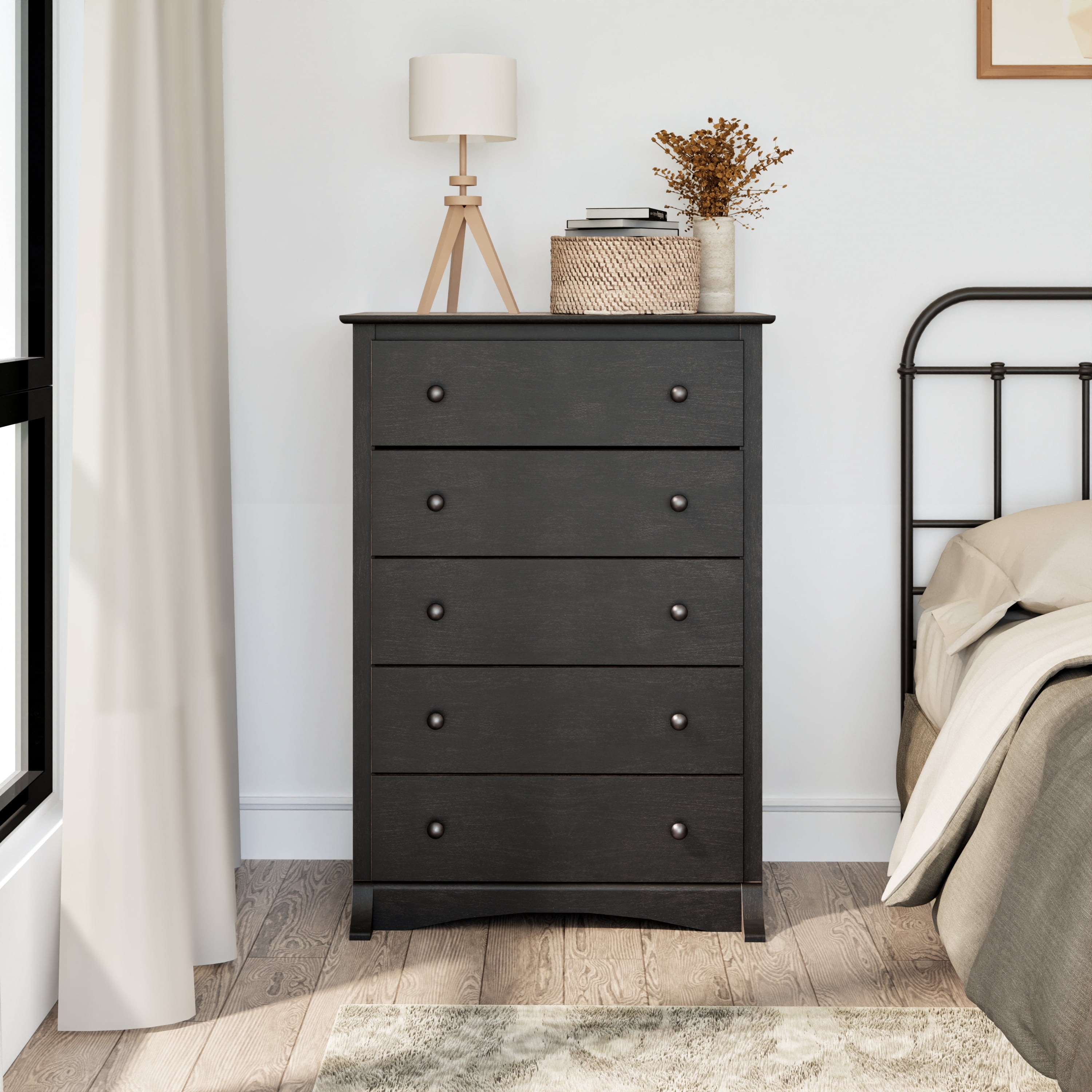 Prepac Sonoma Modern 6 Drawer Dresser Solid Wood Washed Black Walmart