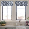 thumbnail image 4 of LALILO Kitchen Curtain Valance Indigo Dye Ethnic Floral Rod Pocket Window Curtain 52"x 18" Set of 2, 4 of 7