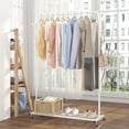 thumbnail image 6 of White Rolling Garment Rack with Storage Shelf - 64.56" Tall Metal Frame (39.76"x16") for Hanging Clothes, Coats & Skirts, Space-Saving Mobile Organizer, 6 of 9