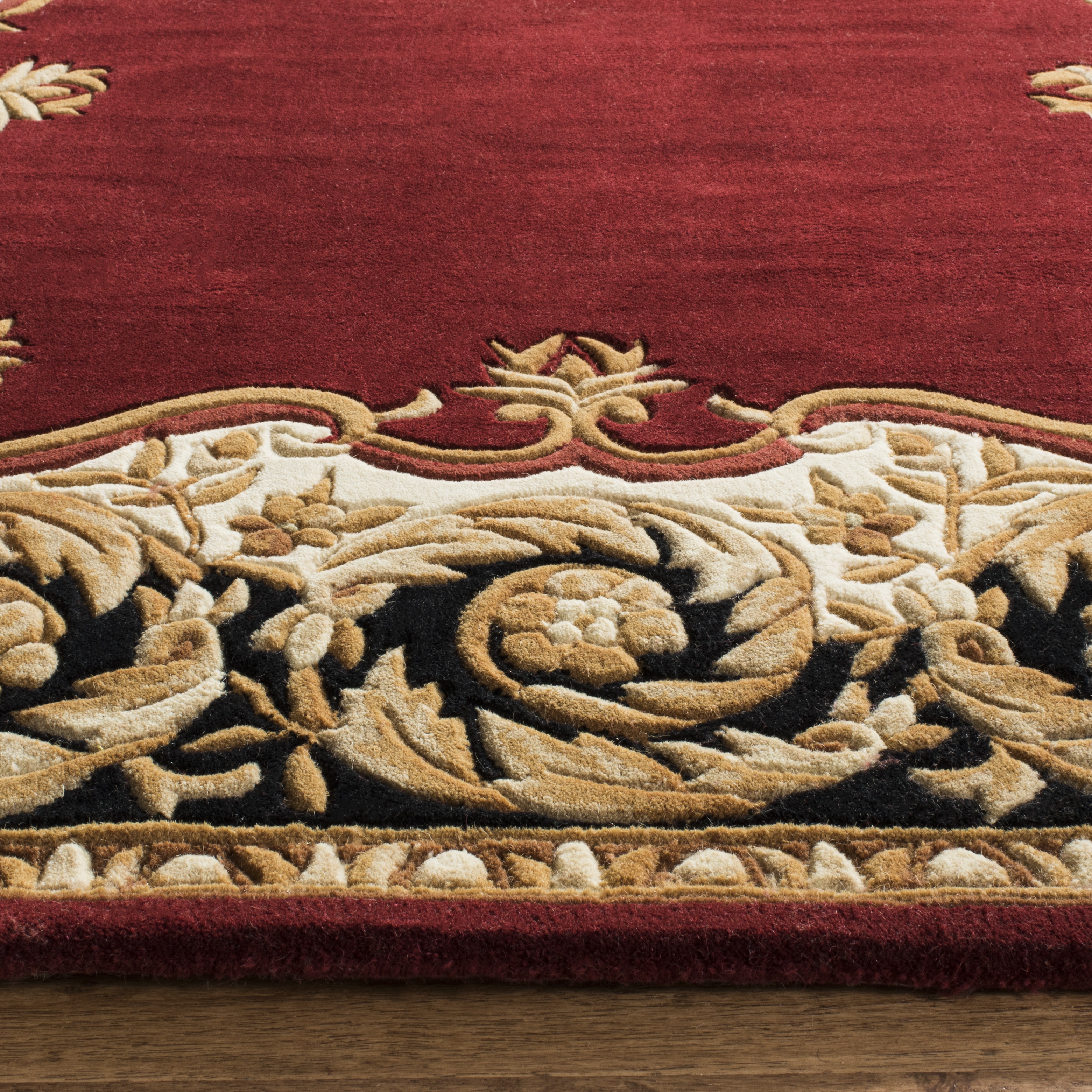 SAFAVIEH Naples Victoria Floral Wool Area Rug, Maroon/Beige, 3' x 5'