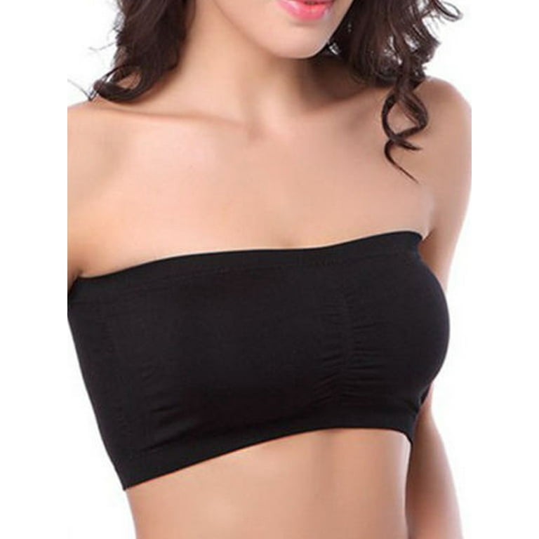 Jkerther Women Plus Size Strapless Bra Bandeau Tube Removable Padded Top  Stretchy 