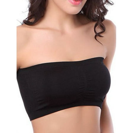 

Jkerther Women Plus Size Strapless Bra Bandeau Tube Removable Padded Top Stretchy
