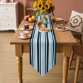 thumbnail image 5 of Table Runners 90 Inches Long, Navy Blue Turquoise Striped Cotton Linen Kitchen Dining Coffee Table Runner for Party Home Decor, Gradient Horizontal Lines Tabletop Dresser Scarves Runner 13x90 Inch, 5 of 9