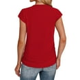 thumbnail image 5 of Otvok Womens Solid Color Round Neck Bubble Sleeve Short Sleeved Casual Tops Blouse, 5 of 6