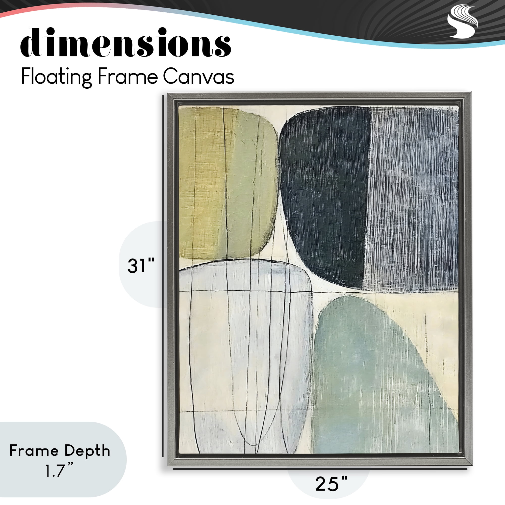 Stupell Industries Modern Organic Composition Gray Framed Floater Canvas Wall Art, design by Riley B