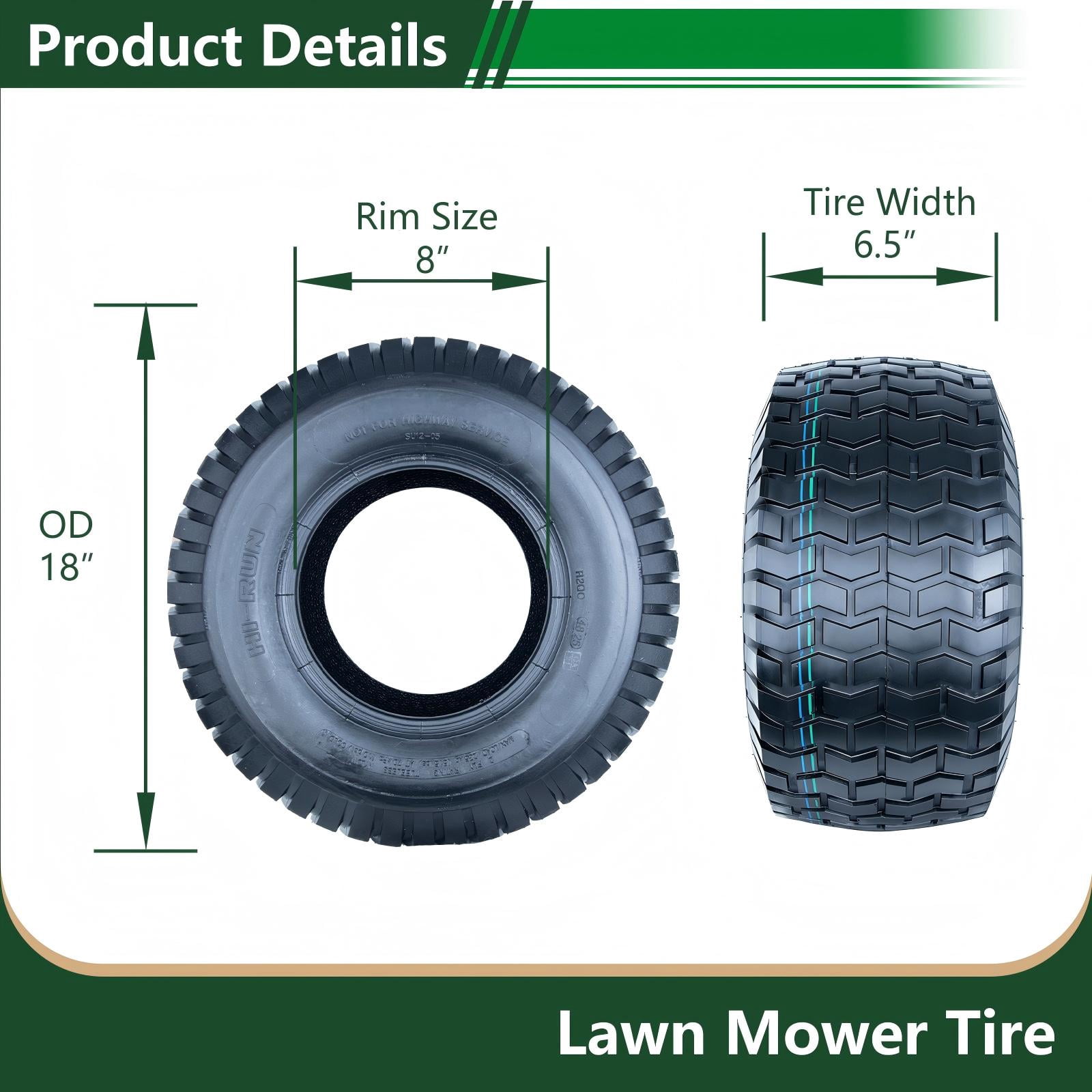 Hi-Run SU12 18X6.50-8 2PR Light Duty Lawn and Garden Tire