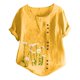 thumbnail image 1 of Gibobby Playera de Manga Corta con Cuello Redondo Nueva camiseta de algodón informal con estampado Retro literario y artístico elegante para mujer(Amarillo,G), 1 of 4