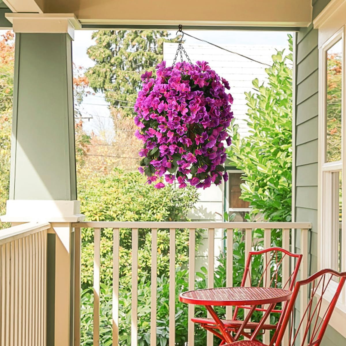 4 pots Artificial Fake Hanging Plants Flowers Basket for Spring Summer Outdoor Outside Decoration,Faux Silk Begonia Flower in Planter Look Real UV Resistant for Home Porch Patio Balcony Yard Decor