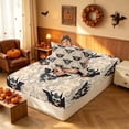 thumbnail image 4 of Homewish Halloween Baroque Devil Skull Twin Sheets, Dark Floral Blood Drip Bedding, Beige Gray Red, 3-Piece (1 Flat Sheet, 1 Fitted Sheet and 1 Pillowcase), 4 of 5
