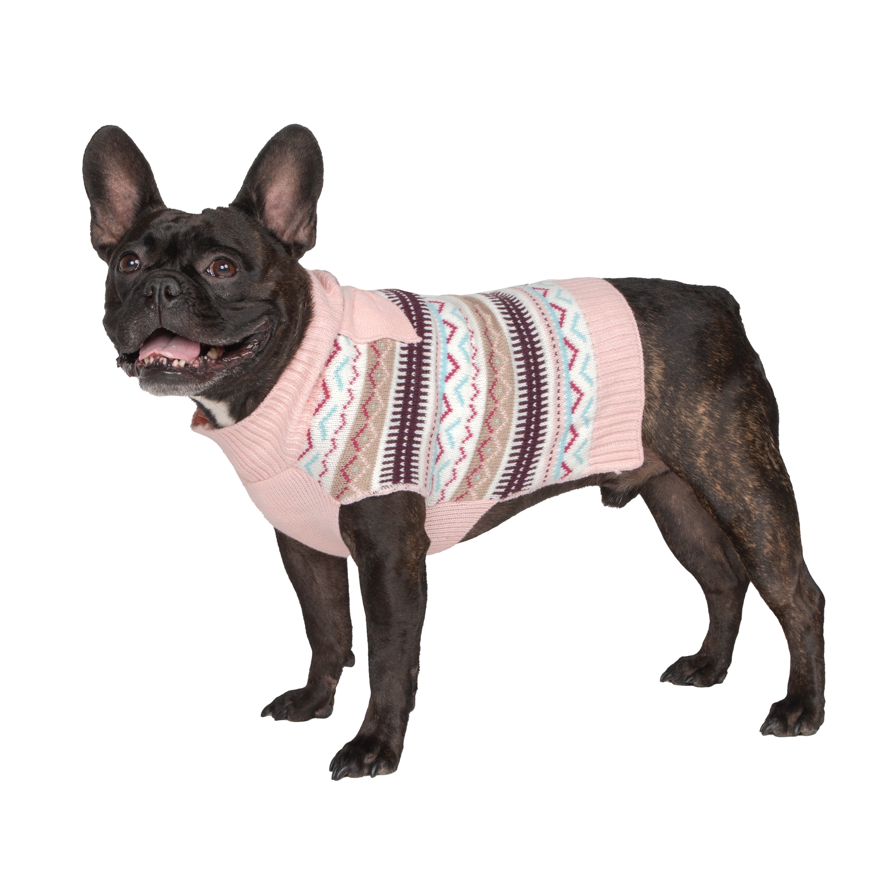 Vibrant Life, Dog Clothes, Fair Isle Pet Sweater, Pink, M
