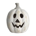 thumbnail image 2 of Halloween Home Decorations Pumpkin Jack O Lantern, Handmade White Resin Pumpkin with Flameless Candle Light, Rustic Fall Decor for Tabletop Front Door Porch Room, 2 of 6