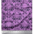 thumbnail image 1 of Soimoi Purple polyester Crepe Fabric Filigree Damask Printed Craft Fabric by the Yard 42 Inch Wide, 1 of 3