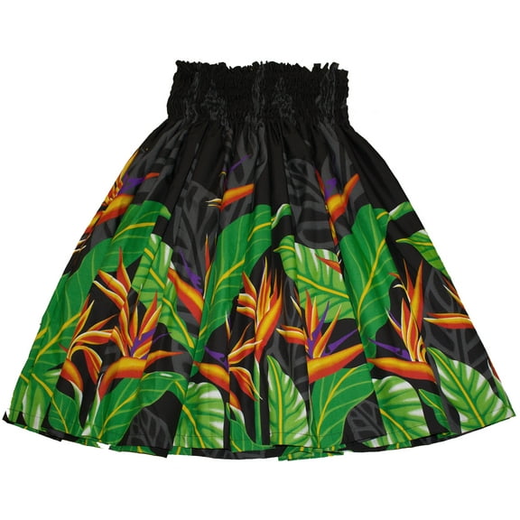 Hawaiian Pa'u Hula Skirt Hawaii Print Black Flower For womens