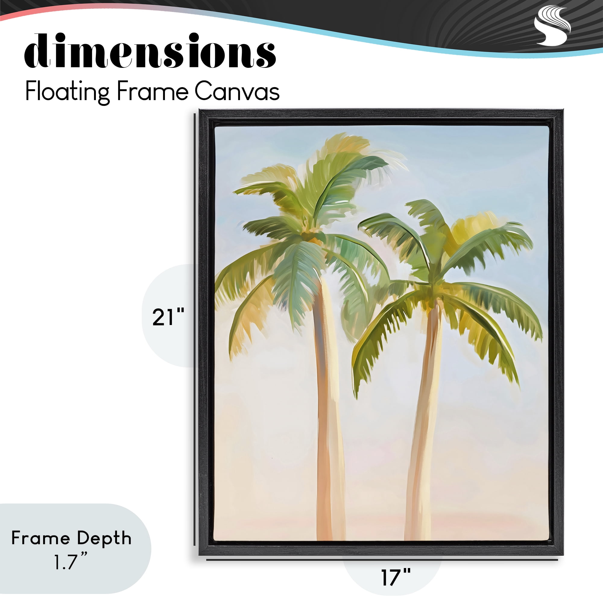 Stupell Industries Tropical Palm Twins at Sunrise Black Framed Floater Canvas Wall Art, design by The Prints Vibe