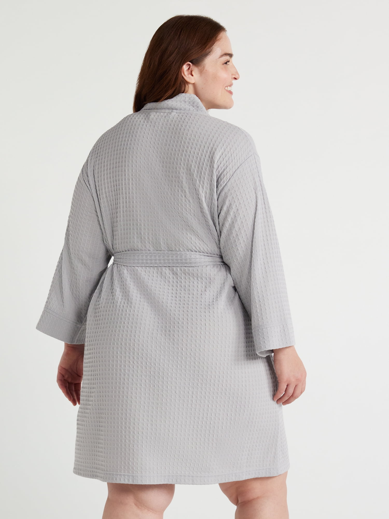 Joyspun Women’s Waffle Kimono Robe, Sizes S to 3X