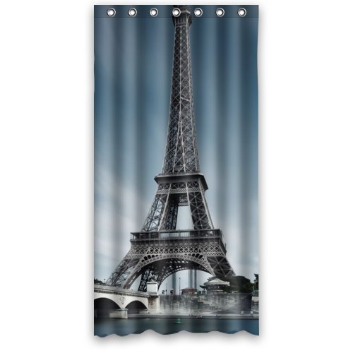 ABPHQTO Cortina de ducha azul cielo Torre Eiffel Cortina de ducha impermeable 90x180 cm