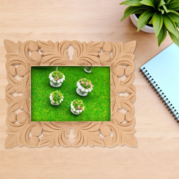 OUNONA Khaki Vintage Style Wooden Photo Frames Picture Holders for Tabletop Decoration 2 Pack