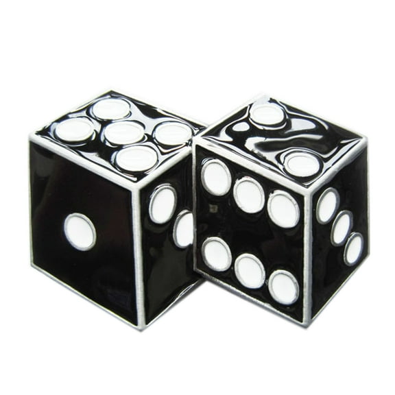 Antique Brushed Silver Black Enamel Dices Belt Buckle