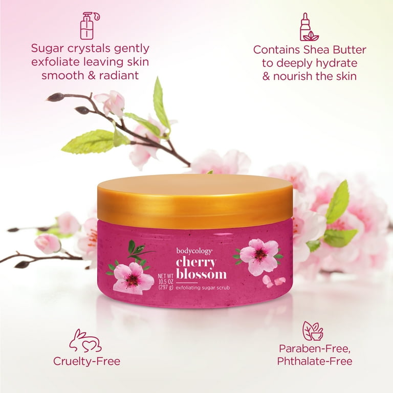 Bodycology Exfoliating Sugar Scrub, Cherry Blossom, 10.5 oz