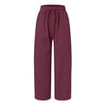 thumbnail image 4 of SNKSDGM Women's Plus Women's Pants for Work Tall Work Pants Women Straight Leg Stretch Women Fashion Print Casual Pocket Wide Leg Pants Elastic Waist Loose Ankle Length Trousers, 4 of 5