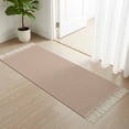 thumbnail image 3 of Kitchen Runner Rugs, Light Brown Solid Color 2'x5' Throw Rug with Tassels, Minimalist Style Washable Soft Floor Carpet Runner for Hallway Bedroom Bathroom Laundry Room, 3 of 9