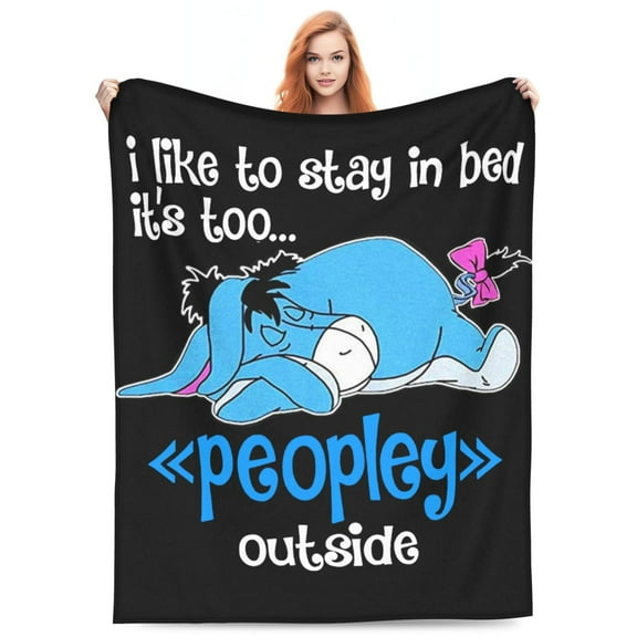 Namilady Too Peopley Outside Eeyore Flannel Blanket Funny Ultra-Soft Micro Warm Throw Blanket Fleece Blanket Interesting Gift 40"X30"