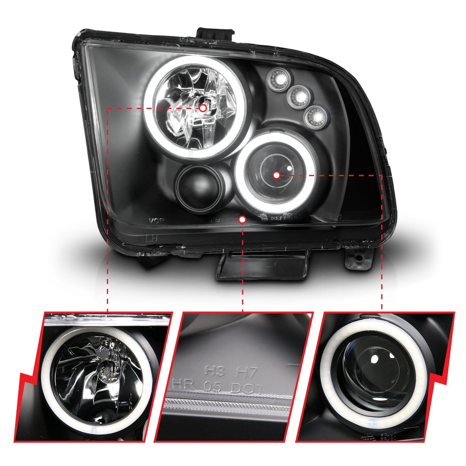 ANZO USA 121166 Projector Headlight Set w/Halo