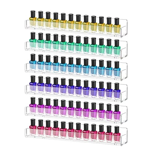 KLATIE 6 Packs Nail Polish Rack, Nail Polish Organizer Wall Mounted of 94 Bottles, Clear Acrylic Shelves for Organize and Storage, Clear Essential Oil Shelf Stand Case KLATIE 6 Packs Nail Polish Rack, Nail Polish Organizer Wall Mounted of 94 Bottles, Clear Acrylic Shelves for Organize and Storage, Clear Essential Oil Shelf Stand Case