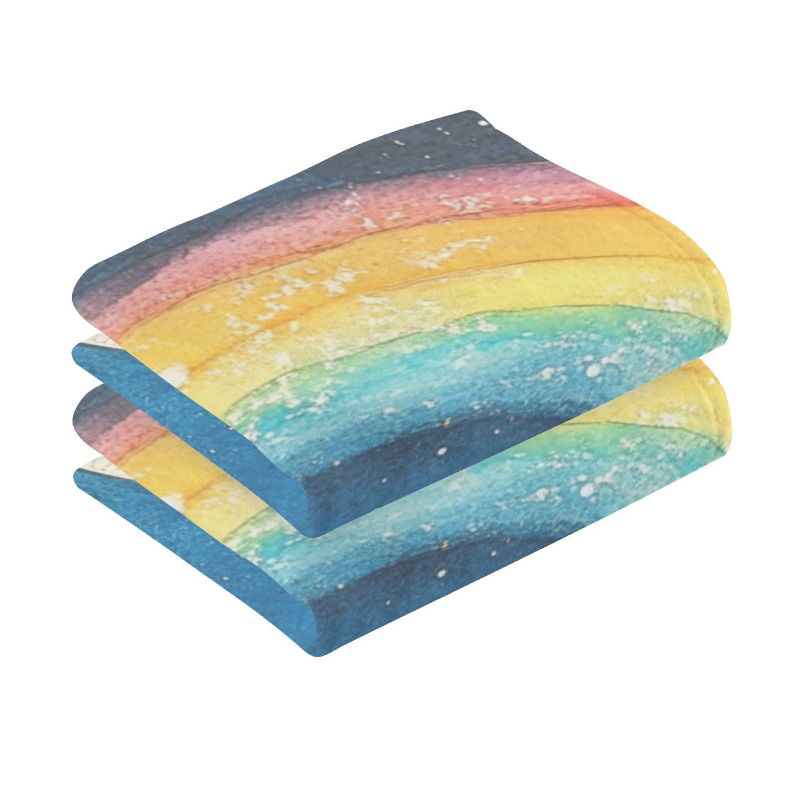Little Elephants Rainbow Hand Towels Cotton Bath Towels Large Face Towels Absorbent for Bathroom 2 Packs