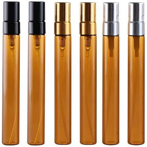SHENGANG Atomizer Bottle 50pcs/lot 2ml 3ml 5ml 10ml Amber Glass Perfume Bottle with Atomizer Empty Cosmetic Containers for Travel Spray Refillable Bottle Refillable (Color : Silver, Size : Glass_5ML)