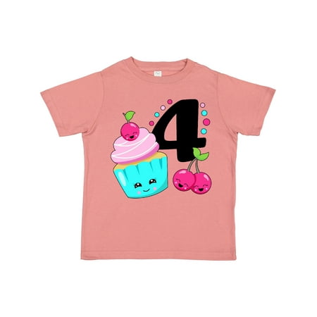 

Inktastic Happy Cupcake Fourth Birthday Gift Toddler Boy or Toddler Girl T-Shirt