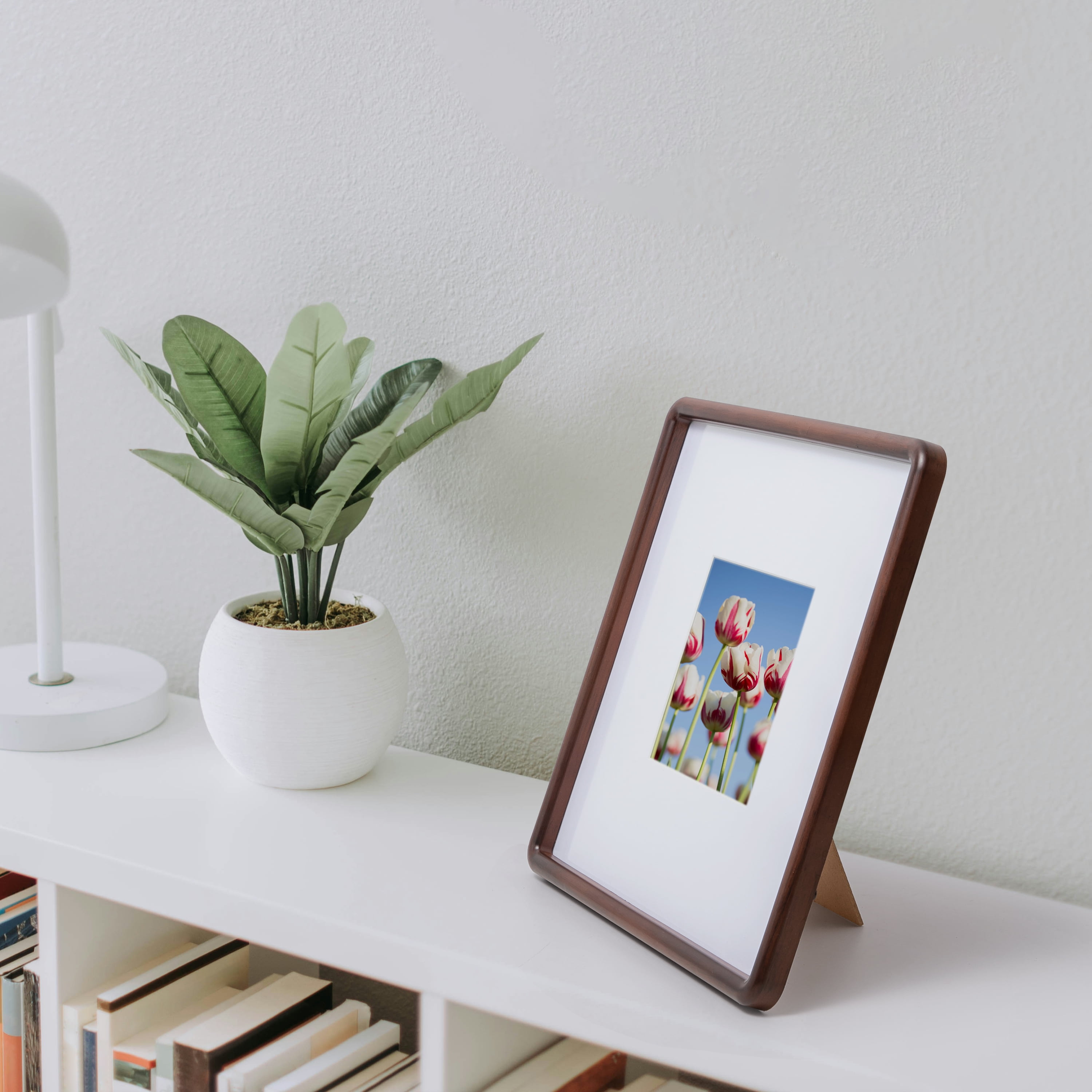 Mainstays – 5x5 Picture Frame – Brown Plastic Rounded Corners Matted Gallery Wall Photo Frame