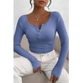 thumbnail image 5 of PRETTYGARDEN Women's 2026 Spring Fall Long Sleeve Henley T Shirts Button Ribbed Knit Slim Fit Casual Basic Tops Blouse, 5 of 10
