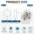 thumbnail image 2 of Uxcell M10x1mm Hex Nuts, 12Pcs 304 Stainless Steel Metric Fine Thread Hexagon Lock Nuts Fasteners 17mm/0.67" Width, 8mm/0.31" Height for Machinery Automotive Industrial Use, 2 of 6