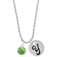 thumbnail image 1 of Delight Jewelry 10mm Lime Green Crystal Drop Silvertone Script Initial Disc - Y - Charm Necklace, 20"+3", 1 of 4