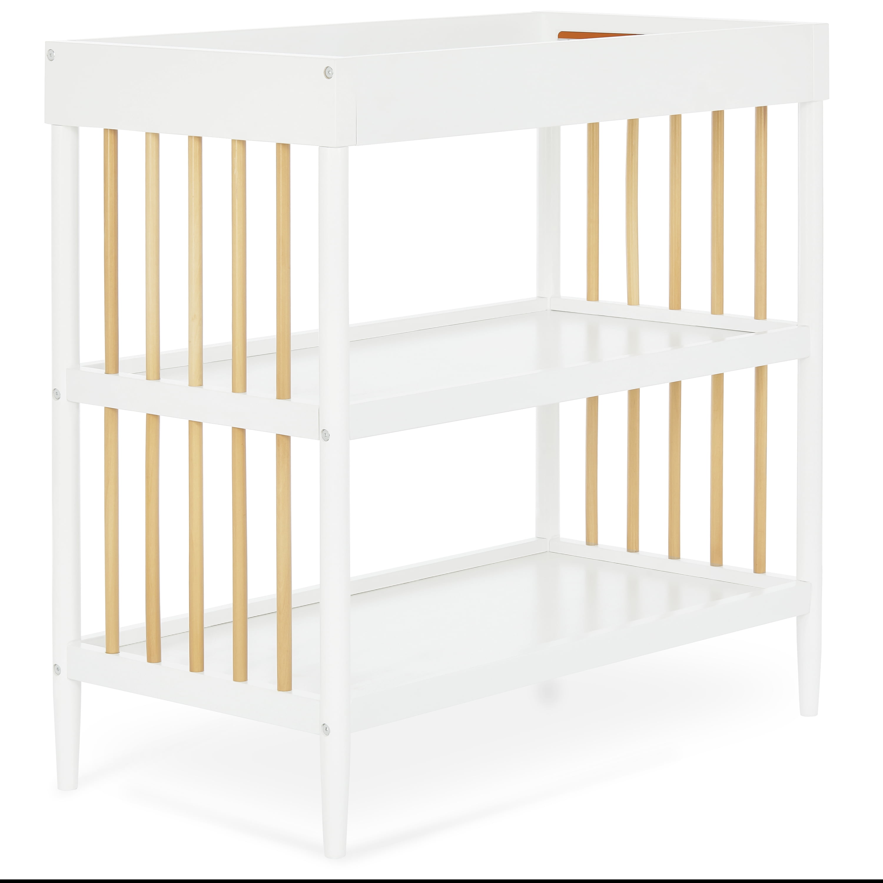 Bundle of Dream On Me Clover 4 in 1 Modern Island Crib with Rounded Spindles, Dream On Me Clover Changing Table, with a Dream On Me Honeycomb Firm Fiber Standard Crib Mattress, White And Natural
