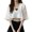 White, variant on Ochine Women's Knit Top Crop Top Loose Fit Short Bell Sleeve Solid Color Deep V Neck Lapel Collar Ribbed Blouse Casual Sexy Fashion Tee Shirt, One Size
