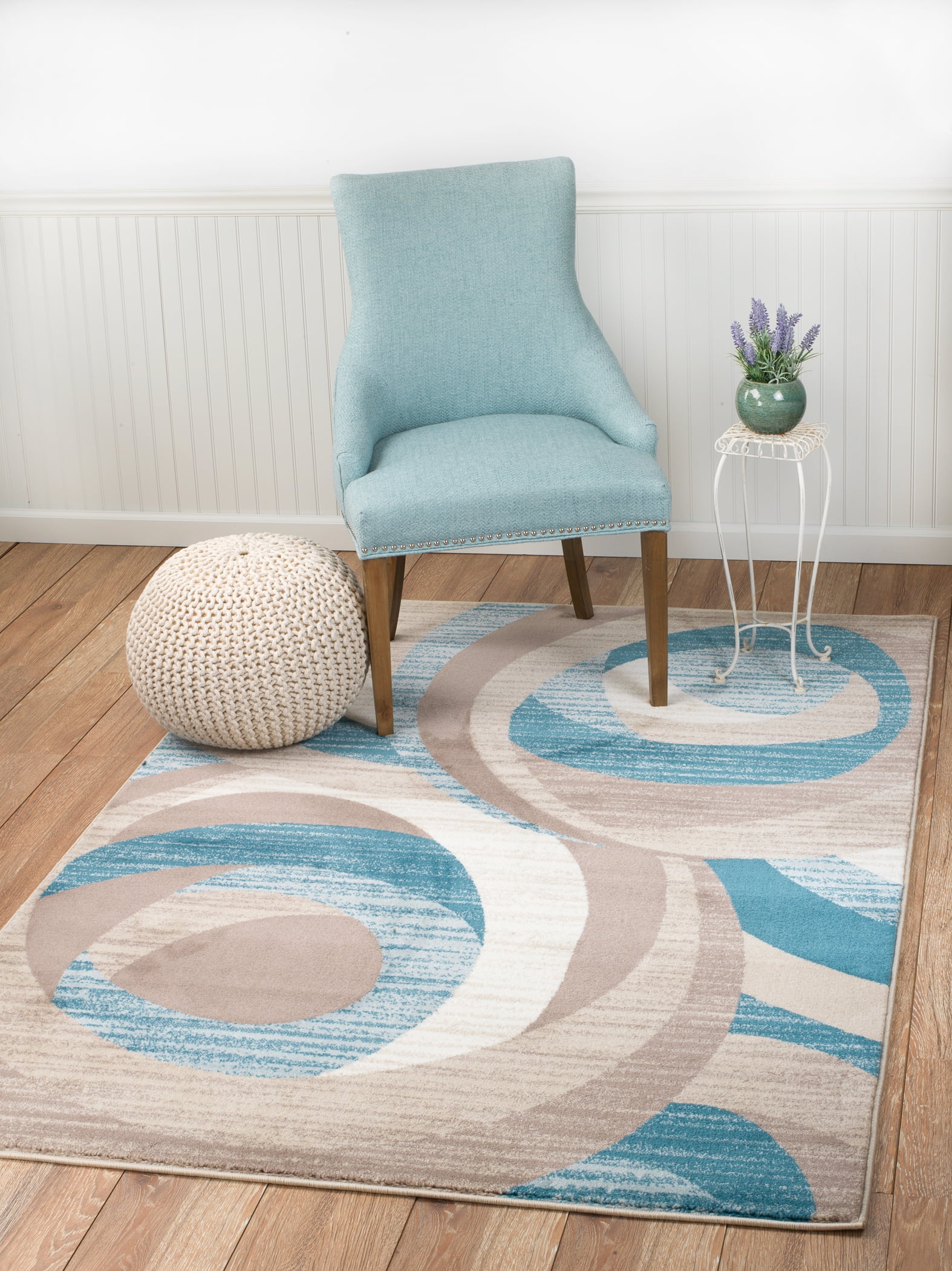 Summit Blue Taupe Abstract Area Rug, Area Rug 7×9