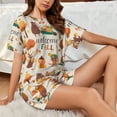 thumbnail image 4 of Rateoe Autumn In The Forest Pattern Women's Short-Sleeved Pajama Set - 2 Piece Soft and Lightweight Sleepwear Set-XX-Large, 4 of 7